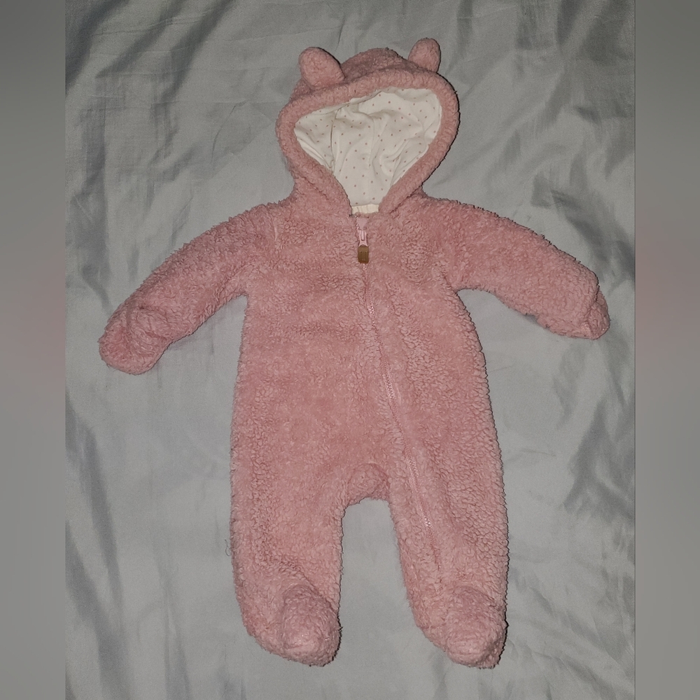 GUC - Carter's Pink Fuzzy Footie with Bear Ears
